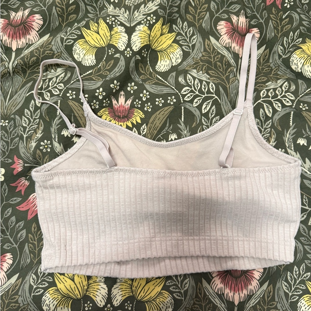 Women's Ribbed Cream Crop Top - Picture 2 of 2